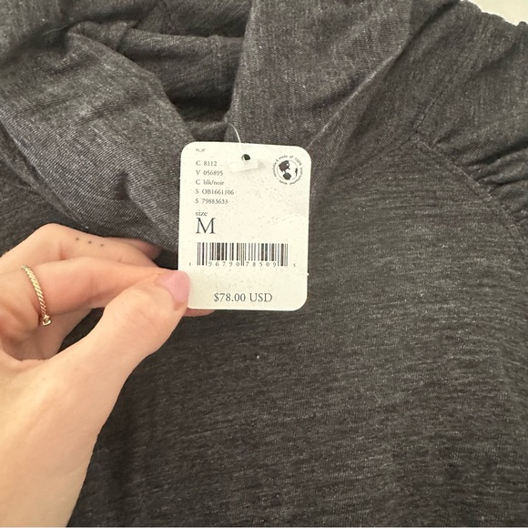 NWT Free People We The Free Turtleneck Long Sleeve Shirt Top Grey Black Medium - Picture 7 of 7